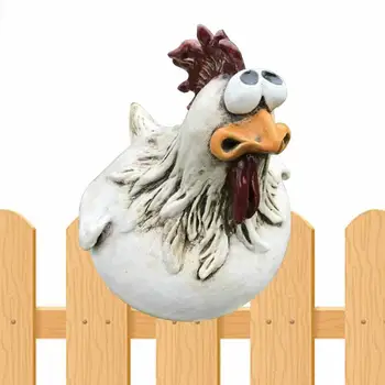 Украса за пиле на оградата Забавни улични статуи на петел от смола Статуя пилешки градина Водонепроницаемое външно украса на тревата и Интересите