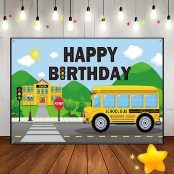 Училищен Автобус Жълти Колелото На Автобус Детска Градина Фонова Картина Изненада Украса На Детската Душа По Поръчка На Фона На Рождения Ден На Свободата