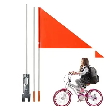 Флаг за сигурност на мотора Go Cart Водоустойчив флаг за сигурност с шестами за многократна употреба флаг за сигурност на детския велосипед за каране на каяк с ремарке UTV
