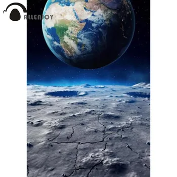 Фон за снимки Allenjoy Moon's View of Earth, измислени космически пейзажи за фотосесия, фонове