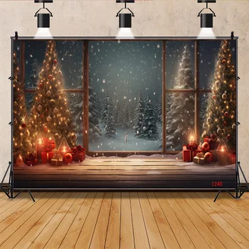Фонови изображения Коледа камина SHUOZHIKE, Коледни Бонбони, Комини, Прозорец с снежинками, Студиен фон WW-42