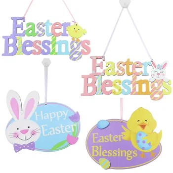 Хубаво бижу във формата на фигурки Великденски заек с разноцветни яйца и цветни вложки за дома, градината, пролетните партита, декорация на Великденски порта