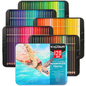 Цветен молив Професионален акварел молив 120 цвята Комплект за рисуване Водоразтворими Цветни моливи за рисуване Ученически пособия