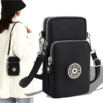 Чанта през рамо, найлон дамска чанта за мобилен телефон, мини-дамска чанта-месинджър, дамски портфейл, малка чанта през рамо, дамска чанта