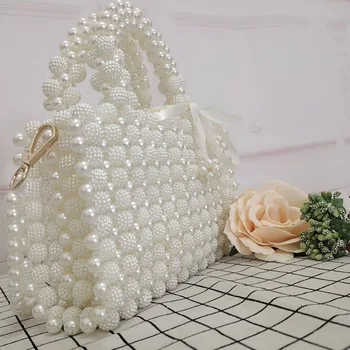 Чанта ръчна изработка с изкуствени перли, модерна и универсална женска чанта през рамото си под формата на Янмэй