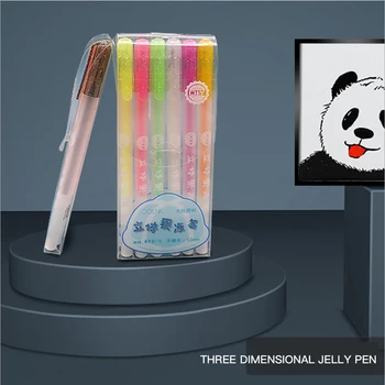 ЧЕН LIN 6 бр. /компл. 3D Стерео Желейная дръжка Блестящ гел писалка 0,5 Книжки за оцветяване Списания за рисуване, Рисуване с Цветни художествени маркери