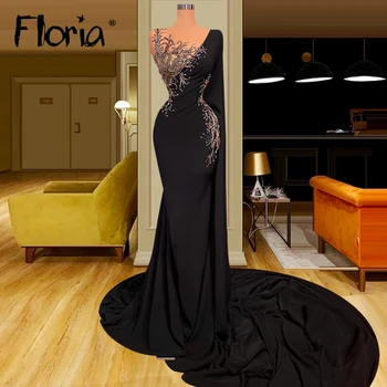 Черна Вечерна рокля С ръкави-Нос, Расшитое Мъниста, Вечерни Рокли За Специални Случаи, Зашити На Поръчка В Арабски стил вечерна рокля Robe Soirée Female