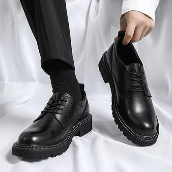 Черно Нова марка, мъжка мода, мъжки лоферы за партита и сватби ръчно изработени Италиански мъжки модел обувки, Удобни дишащи мъжки обувки