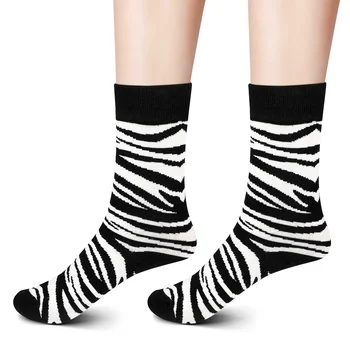 Чорапи Zebra Crew, за жени, Мъже дишащи модни черни и квалификация средна дължина