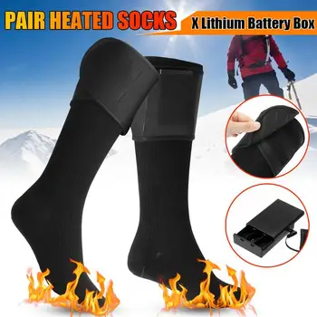 Чорапи с подгряване, зимни чорапи с топъл и батерии помещение, градинска топло за краката, ски термоноски с електрически отопляеми за моторни шейни