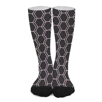 Чорапи Уртикария, черни и розови модерни чорапи във вид на пчелни клетки, дамски вело чорапи, средно меки, зимни дизайнерски чорапи против изпотяване