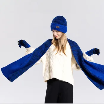 Шапка, Ръкавици, шал, комплект със стилна многоцелеви вязаной шапки за пазаруване