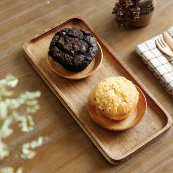 Японски стил, домашен тава за съхранение, правоъгълник, творчески декоративен дървен поднос за сервиране от дърво, дървени японска храна, прибори за сладки плодове, чай тава