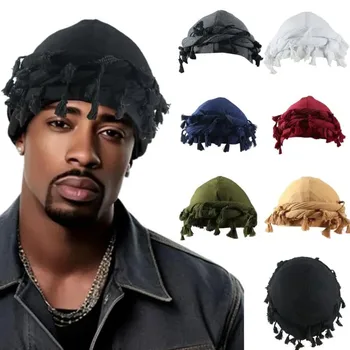 Тюрбан за жени и мъже, реколта шапки Durag С пискюл, обвивка за коса 2023, Футболни превръзки за момичета